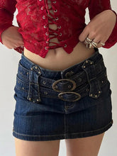 Vintage Denim Buckle Wrap Hip Mini Skirt